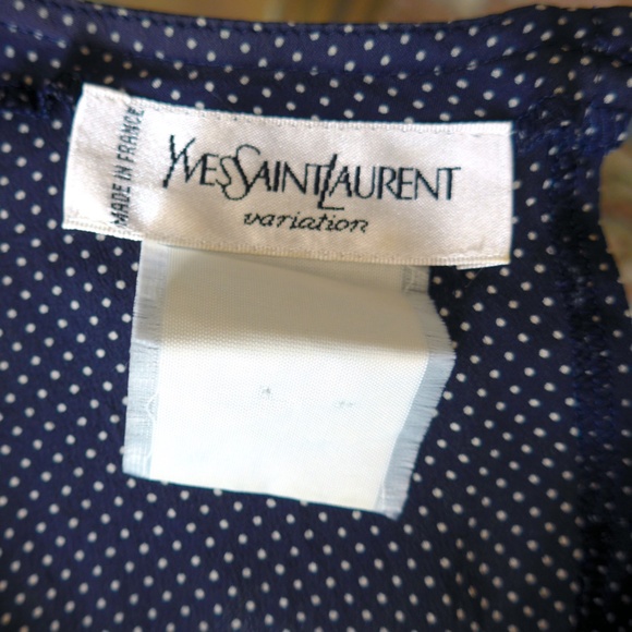 Vintage Yves Saint Laurent Women 2-4 Polka Dot Silk Shell - Picture 5 of 14